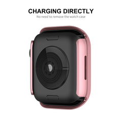 ENKAY Hat-Prince Electroplate PC Diamond Watch Case + Full Coverage Curved PET Screen Protector Film For Apple Watch Series 7 41mm