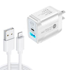 US Plug + USB to 8 Pin Cable / White