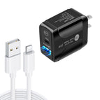 US Plug + USB to 8 Pin Cable / Black