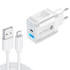 EU Plug + USB to 8 Pin Cable / White