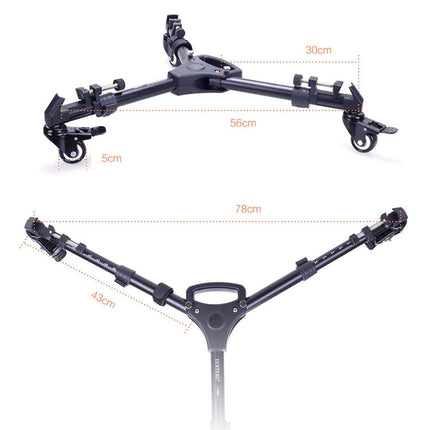 YUNTENG 900 Aluminium Alloy Camera Tripod Foot Wheel Tripod Pulley Base, Load 15KG, 900