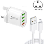 UK Plug + 8 Pin Cable / White