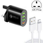 UK Plug + 8 Pin Cable / Black