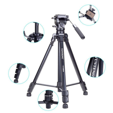 YUNTENG VCT-880 Aluminum Alloy Tripod Mount with Three-Dimensional Tripod Head, VCT-880