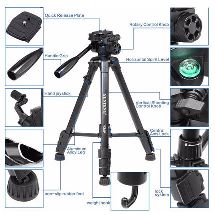 YUNTENG VCT-880 Aluminum Alloy Tripod Mount with Three-Dimensional Tripod Head, VCT-880