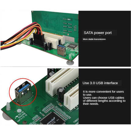 PCIe to Dual PCI Slot Adapter Card USB 3.0 Expansion Card