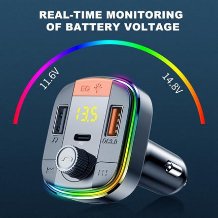 T832 Car Bluetooth FM Transmitter Colorful Light MP3 Player Powerful Quick Charger QC3.0, T832