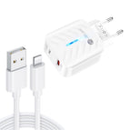 EU Plug + USB to 8 Pin Cable / White