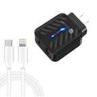 US Plug + Type-C to 8 Pin Cable / Black