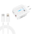 US Plug + Type-C to 8 Pin Cable / White