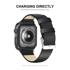 ENKAY Carbon Fiber PC Case + Full Coverage PET Screen Protector, For Apple Watch Series 8 / 7 41mm, For Apple Watch Series 8 / 7 45mm