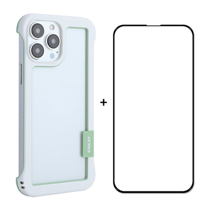 ENKAY Frameless Hollow PC Case + Glass Film for iPhone 13 Pro Max, For iPhone 13 Pro Max