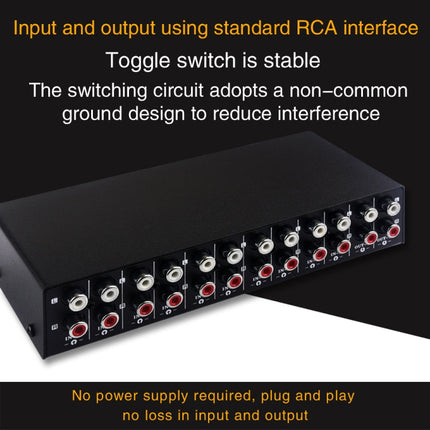 B059 10 In 2 Out / 2 In 10 Out 2-Way RCA Switch Audio Frequency Signal Select Shift Device Loudspeaker Box, B059