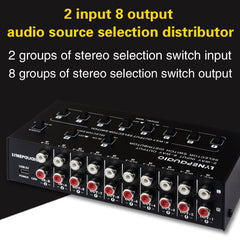 2 In 8 Out RCA Audio Frequency Signal Select Switch Distributor, 2 In 8 Out