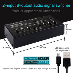 2 In 8 Out RCA Audio Frequency Signal Select Switch Distributor, 2 In 8 Out