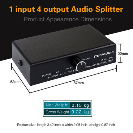 1 In 4 Out Audio Frequency Signal Splitter Distribute Device, Non Consumption, 3.5mm Interface Output, 1 In 4 Out 3.5mm Interface
