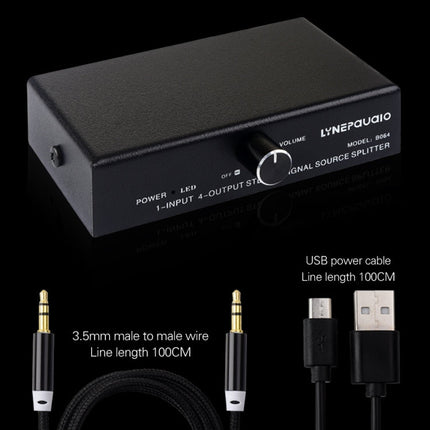 1 In 4 Out Audio Frequency Signal Splitter Distribute Device, Non Consumption, 3.5mm Interface Output, 1 In 4 Out 3.5mm Interface