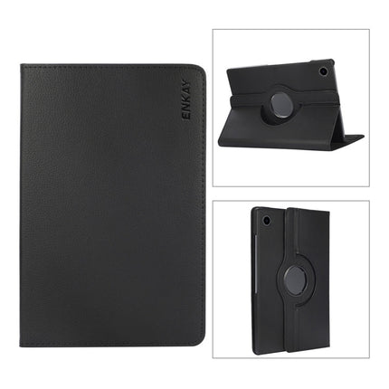 For Samsung Galaxy Tab A8 10.5 2021 X200/X205 ENKAY 360 Degree Rotation Litchi Leather Smart Case