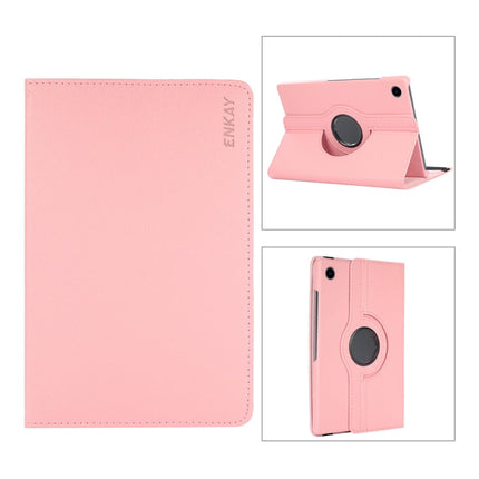 For Samsung Galaxy Tab A8 10.5 2021 X200/X205 ENKAY 360 Degree Rotation Litchi Leather Smart Case