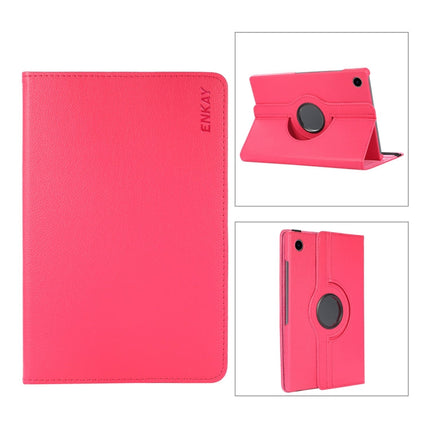 For Samsung Galaxy Tab A8 10.5 2021 X200/X205 ENKAY 360 Degree Rotation Litchi Leather Smart Case