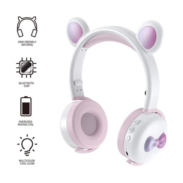 AEC BK7 Cute Bear Children Wireless Bluetooth Headset with LED Light