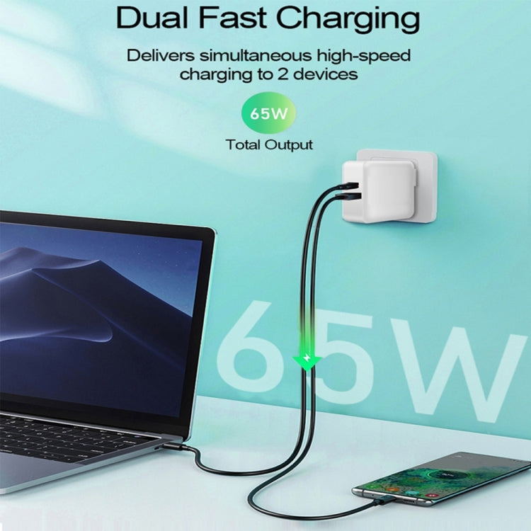 PD-65W USB-C / Type-C + QC3. 0 USB Laptop Charging Adapter, EU Plug / US Plug, EU Plug / US Plug