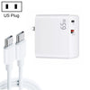 PD-65W USB-C / Type-C + QC3. 0 USB Laptop Charging Adapter + 2m USB-C / Type-C to USB-C / Type-C Data Cable Set, US Plug, USB-C / Type-C Cable, US Plug