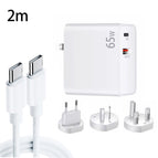 USB-C / Type-C Cable, EU Plug / AU Plug / US Plug / UK Plug / White