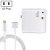 PD-65W USB-C / Type-C + QC3. 0 USB Laptop Charging Adapter + 1.8m USB-C / Type-C to MagSafe 2 / T Head Data Cable, US Plug, MagSafe 2 / T Cable, US Plug