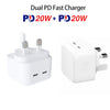 SDC-40W Dual PD USB-C / Type-C Ports Charger with Type-C to 8 Pin Data Cable, UK Plug, UK Plug + 1m 8 Pin Cable, UK Plug + 1.5m 8 Pin Cable, UK Plug + 2m 8 Pin Cable