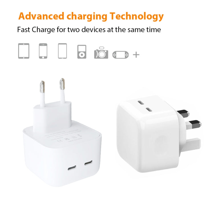 SDC-40W Dual PD USB-C / Type-C Ports Charger with Type-C to 8 Pin Data Cable, UK Plug, UK Plug + 1m 8 Pin Cable, UK Plug + 1.5m 8 Pin Cable, UK Plug + 2m 8 Pin Cable