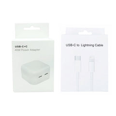 SDC-40W Dual PD USB-C / Type-C Ports Charger with Type-C to 8 Pin Data Cable, UK Plug, UK Plug + 1m 8 Pin Cable, UK Plug + 1.5m 8 Pin Cable, UK Plug + 2m 8 Pin Cable