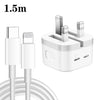 PD 35W Dual USB-C / Type-C Ports Charger with Type-C to 8 Pin Data Cable, UK Plug, UK Plug + 1m 8 Pin Cable, UK Plug + 1.5m 8 Pin Cable, UK Plug + 2m 8 Pin Cable