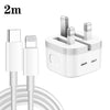 PD 35W Dual USB-C / Type-C Ports Charger with Type-C to 8 Pin Data Cable, UK Plug, UK Plug + 1m 8 Pin Cable, UK Plug + 1.5m 8 Pin Cable, UK Plug + 2m 8 Pin Cable