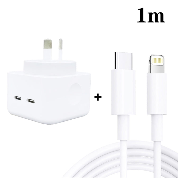 SDC-40W Dual PD USB-C / Type-C Ports Charger with Type-C to 8 Pin Cable, AU Plug, AU Plug + 1m 8 Pin Cable, AU Plug + 1.5m 8 Pin Cable, AU Plug +  2m 8 Pin Cable