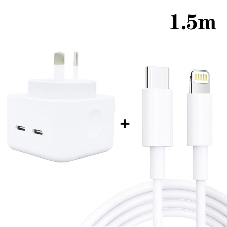 SDC-40W Dual PD USB-C / Type-C Ports Charger with Type-C to 8 Pin Cable, AU Plug, AU Plug + 1m 8 Pin Cable, AU Plug + 1.5m 8 Pin Cable, AU Plug +  2m 8 Pin Cable