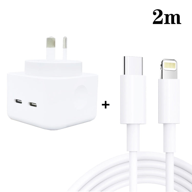 SDC-40W Dual PD USB-C / Type-C Ports Charger with Type-C to 8 Pin Cable, AU Plug, AU Plug + 1m 8 Pin Cable, AU Plug + 1.5m 8 Pin Cable, AU Plug +  2m 8 Pin Cable