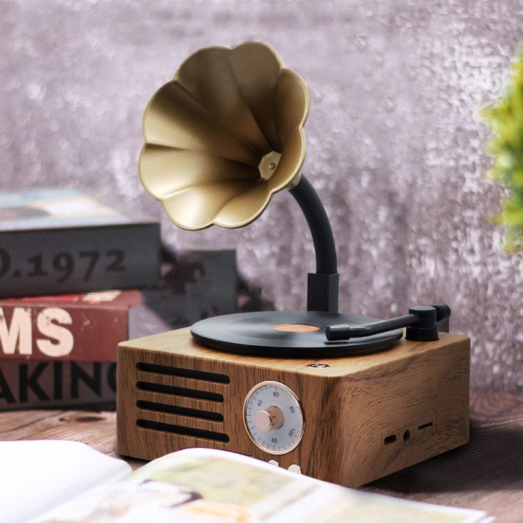 T15 Vinyl Atomic Bluetooth Retro Wireless Audio Desktop Speaker, Wood Color