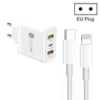 EU Plug + Type-C to 8 Pin Cable / White