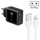 EU Plug + USB to 8 Pin Cable / Black