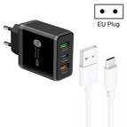 EU Plug + USB to Type-C Cable / Black
