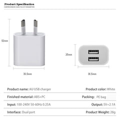 Mini Dual Port USB Charger with USB to Micro USB Data Cable, AU Plug, AU Plug + Micro USB Cable