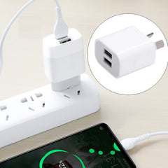 Mini Dual Port USB Charger with USB to Micro USB Data Cable, AU Plug, AU Plug + Micro USB Cable