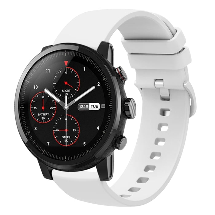 For Amazfit Stratos 22mm Solid Color Soft Silicone Watch Band(White)
