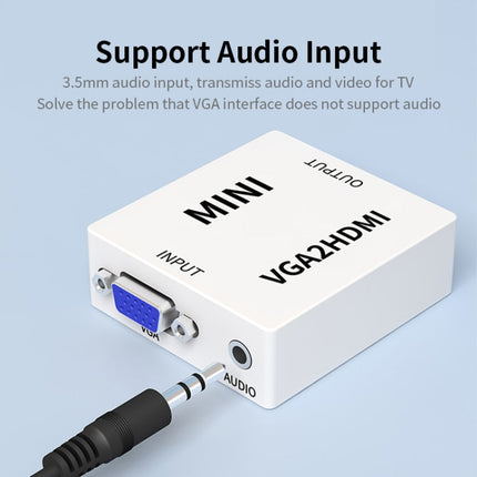 JSM Mini Size HD 1080P VGA to HDMI Scaler Box Audio Video Digital Converter Adapter, VGA to HDMI