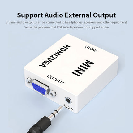 JSM Mini Size HD 1080P HDMI to VGA Audio Video Digital Converter Adapter, HDMI to VGA