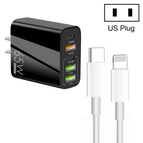 US Plug + Type-C to 8 Pin Cable / Black