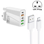 UK Plug + USB to 8 Pin Cable / White