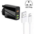 UK Plug + USB to 8 Pin Cable / Black