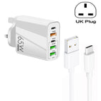UK Plug + USB to Type-C Cable / White